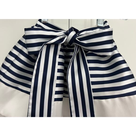 Mama Luma Girls Navy Blue/White Striped Skirt with Self Tie Bow Size 3-4 - Picture 2 of 11